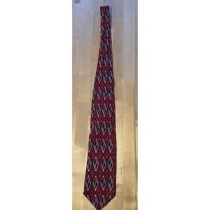 Giorgio Moreschi London Red Gray Neck Tie 100% Silk Designer Tie Diamonds
